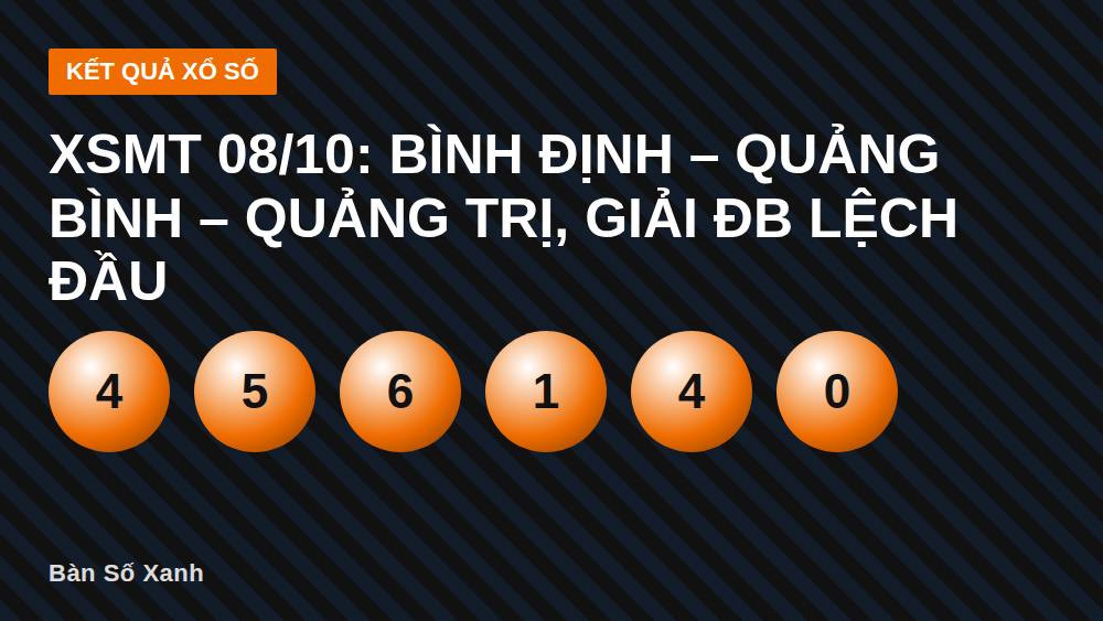 XSMT 08/10: Bình Định – Quảng Bình – Quảng Trị, giải ĐB lệch đầu